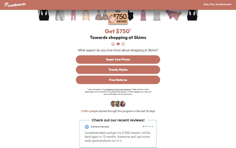 Rewards US - Skims $750 Shopping