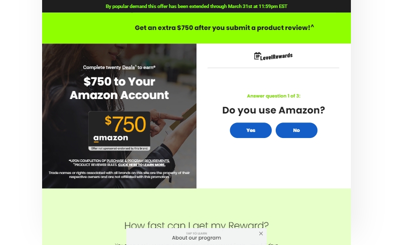 Rewards US - Product Reviewer Amazon Bonus $750