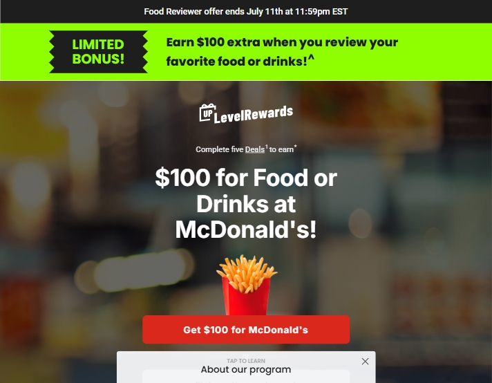 UpLevelRewards - McDonald's $100